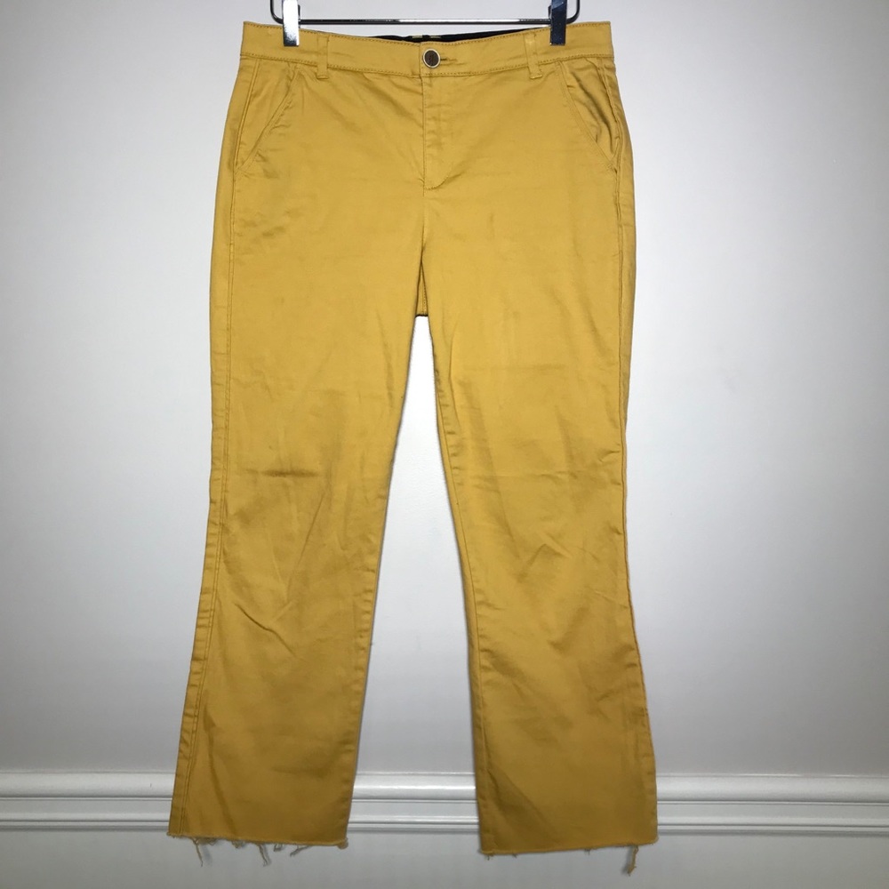 Democracy Ab Solution Cropped Raw Hem Yellow Pants